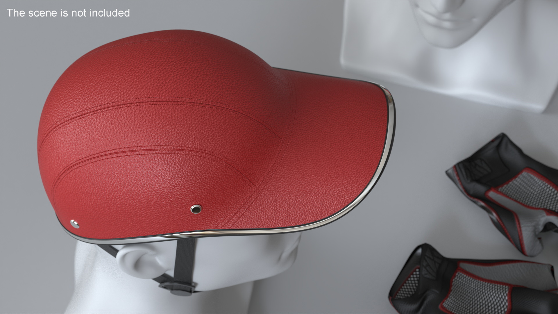 3D model Safety Bike Helmet Red Leather