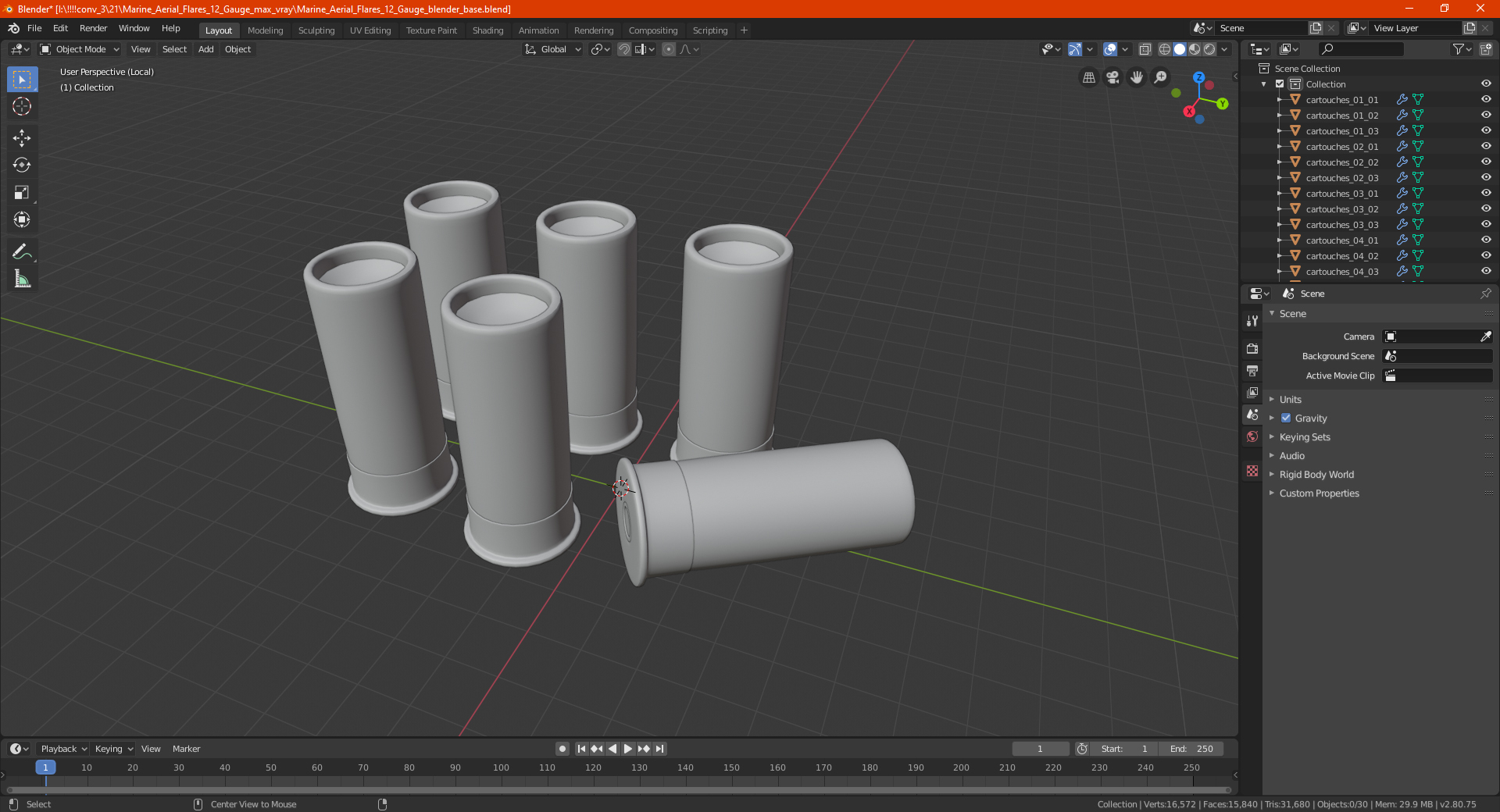Marine Aerial Flares 12 Gauge 3D model