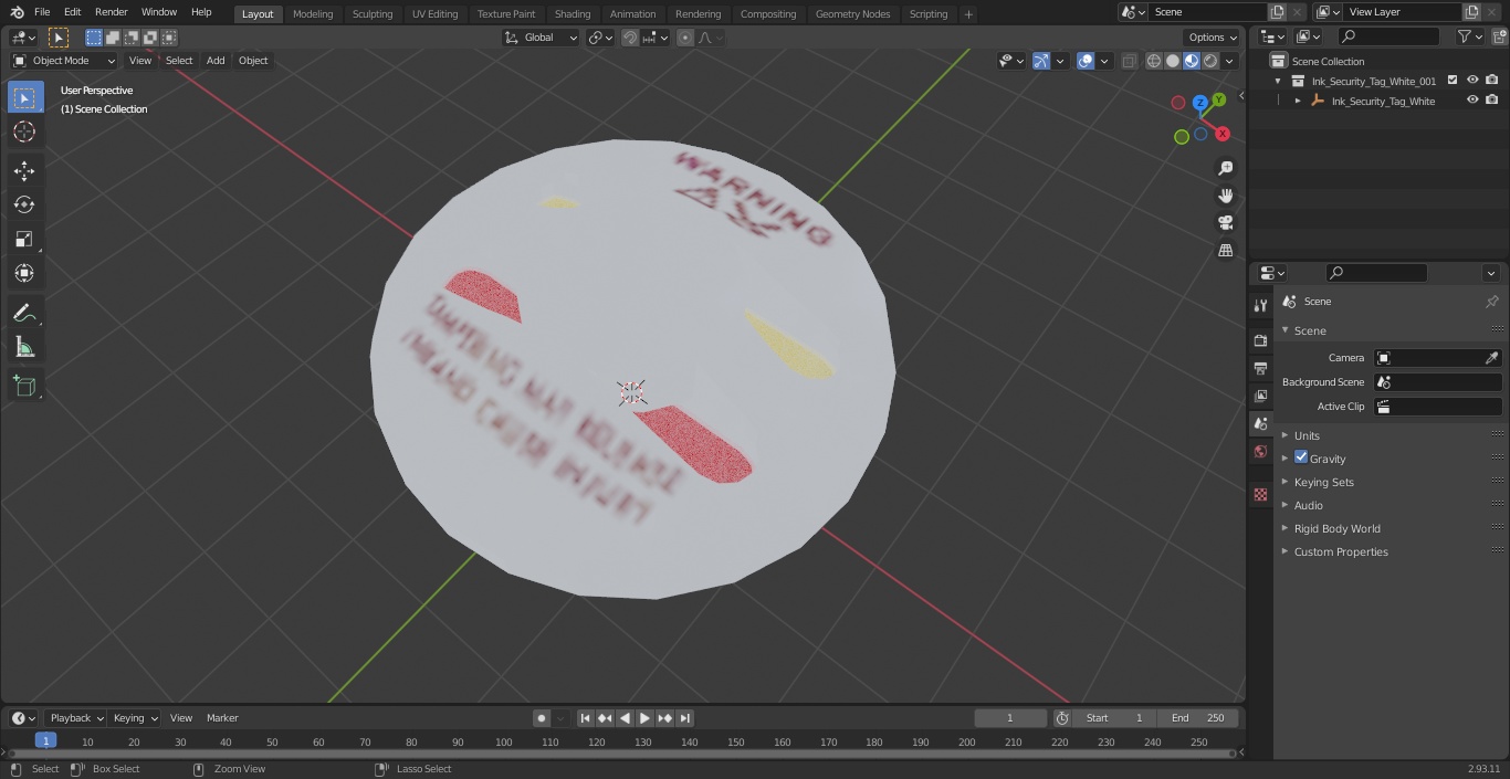 Ink Security Tag White 3D