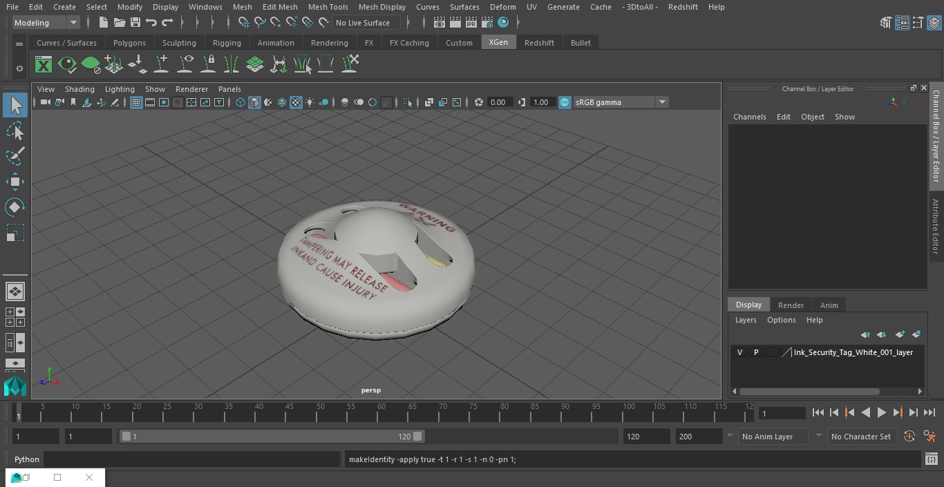 Ink Security Tag White 3D
