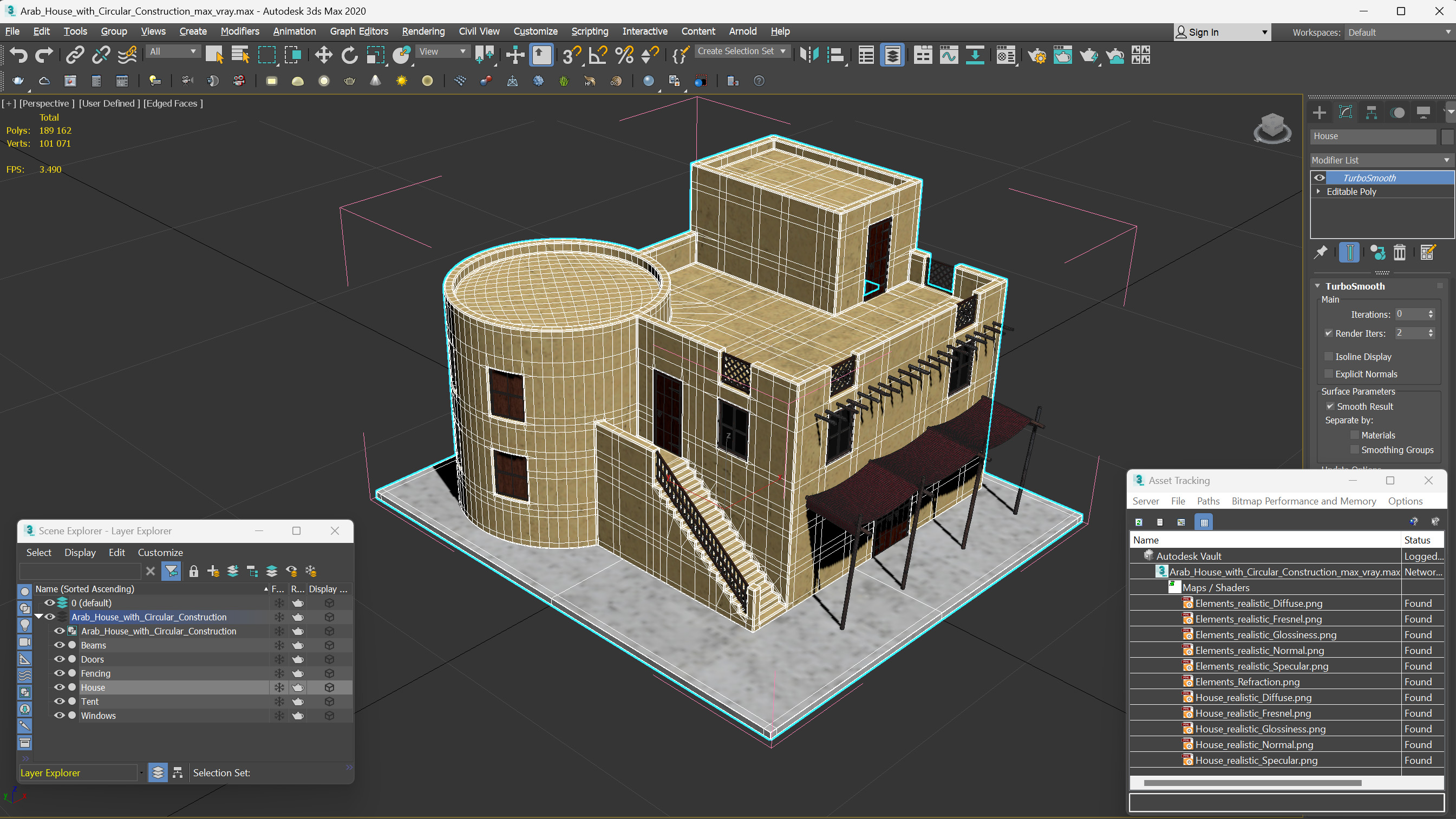 Arab House with Circular Construction 3D