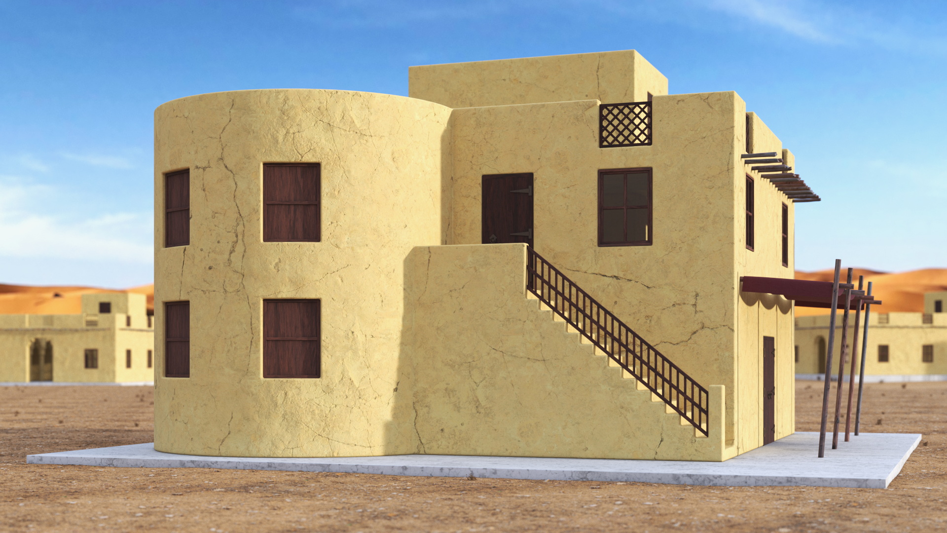 Arab House with Circular Construction 3D