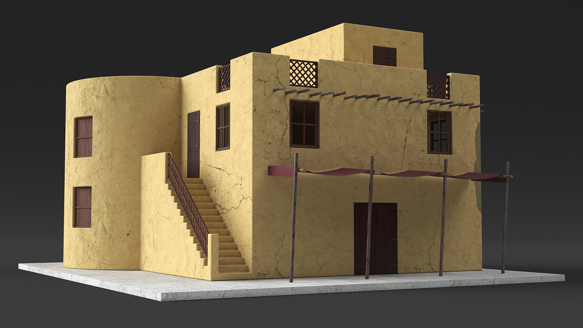 Arab House with Circular Construction 3D