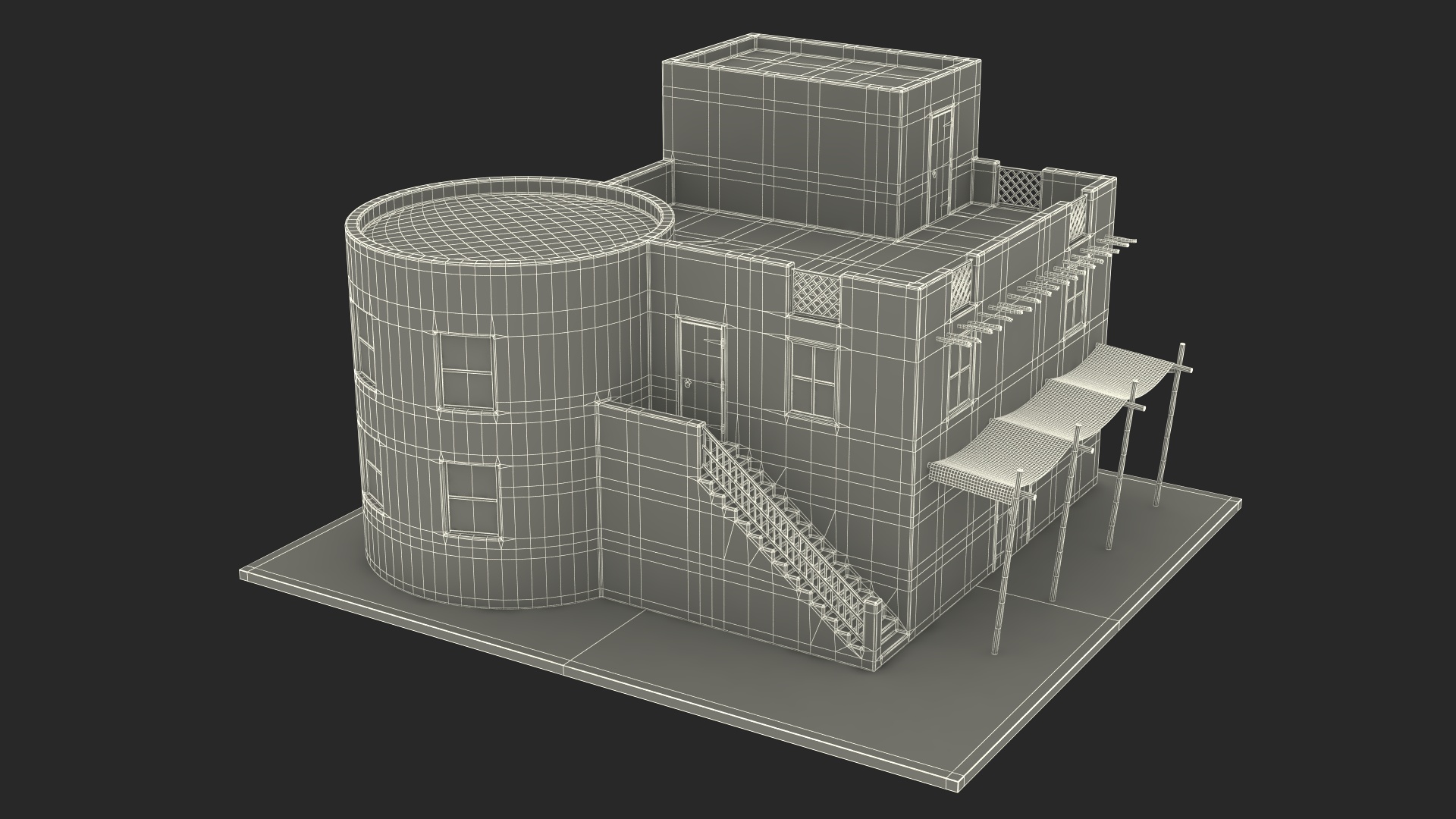 Arab House with Circular Construction 3D