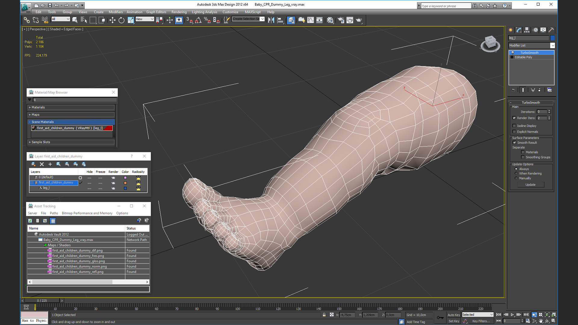 3D Baby CPR Dummy Leg model