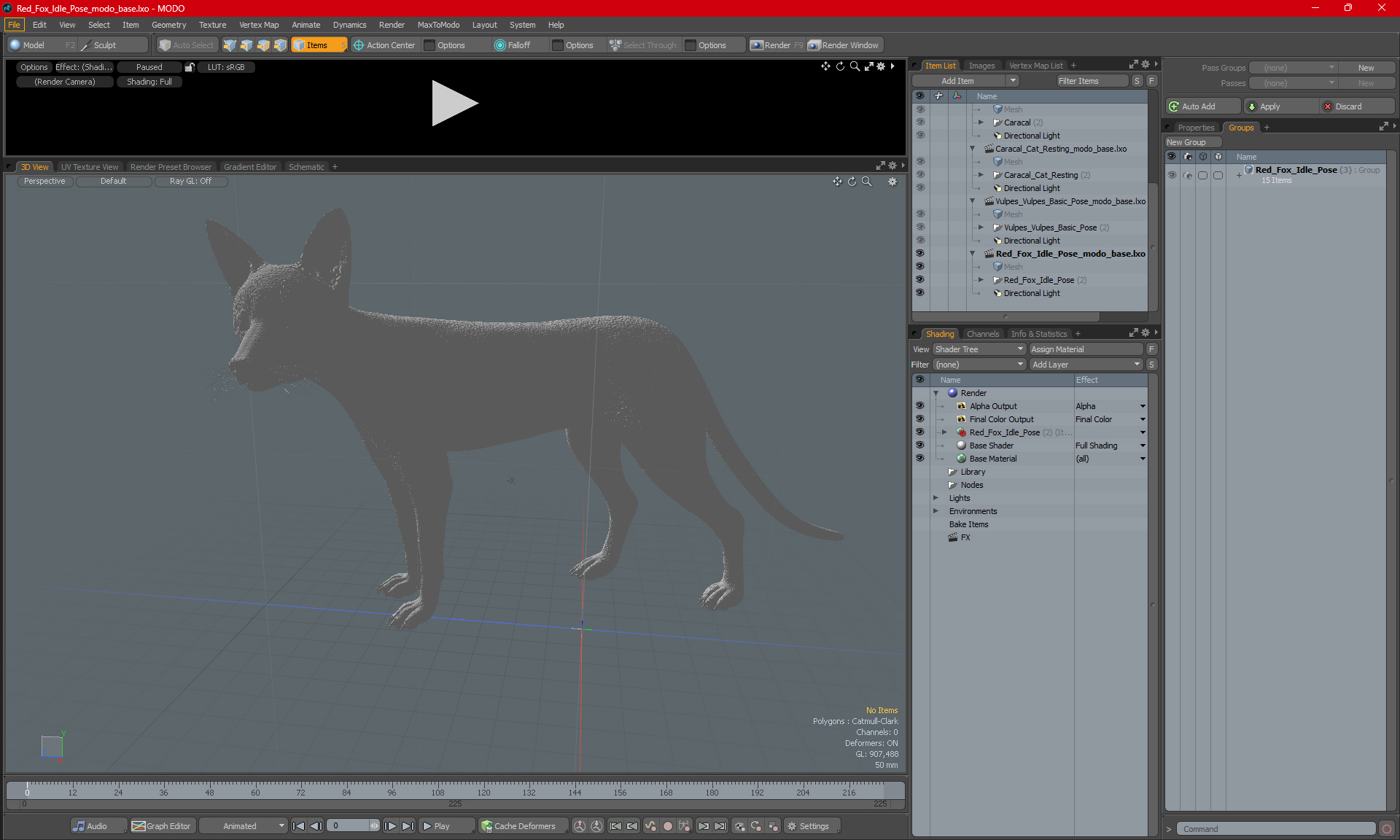 Red Fox Idle Pose 3D