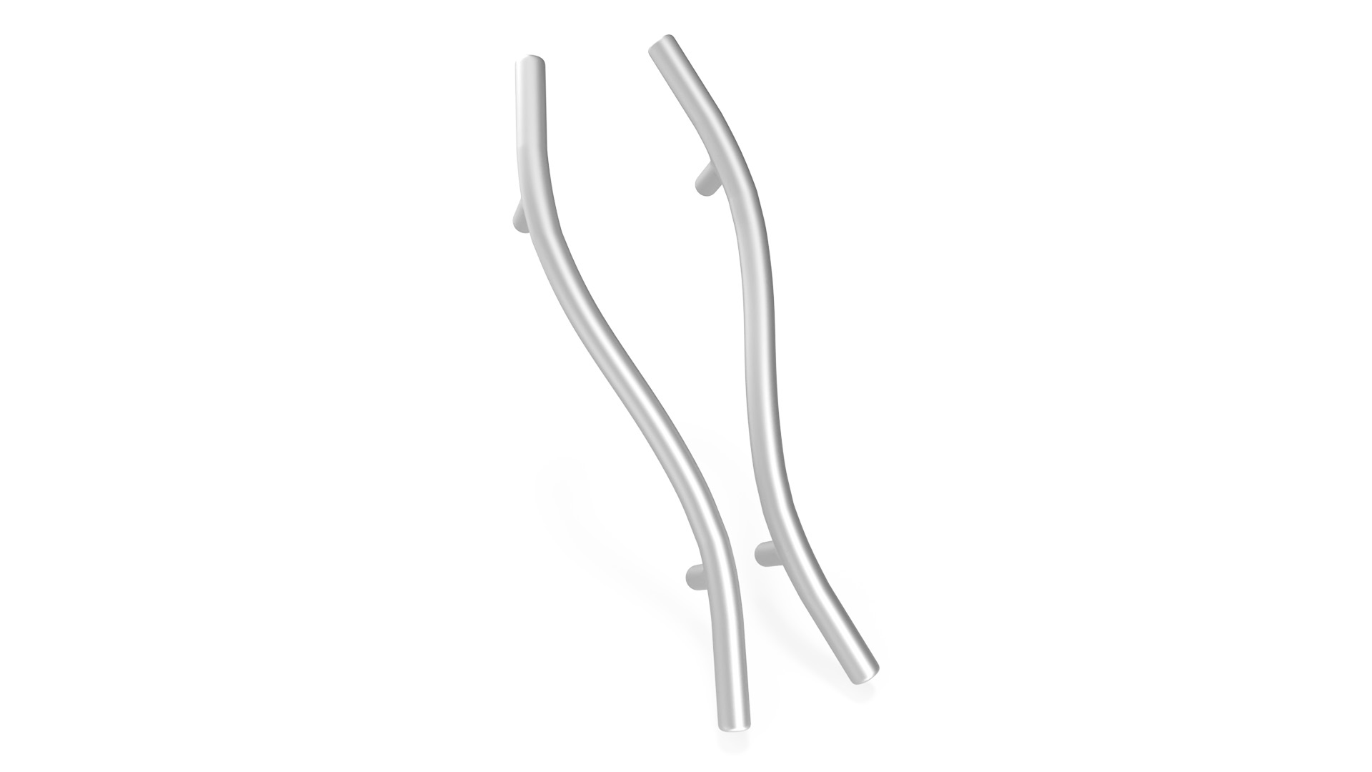 3D Door Handles Thin Wave Metal model