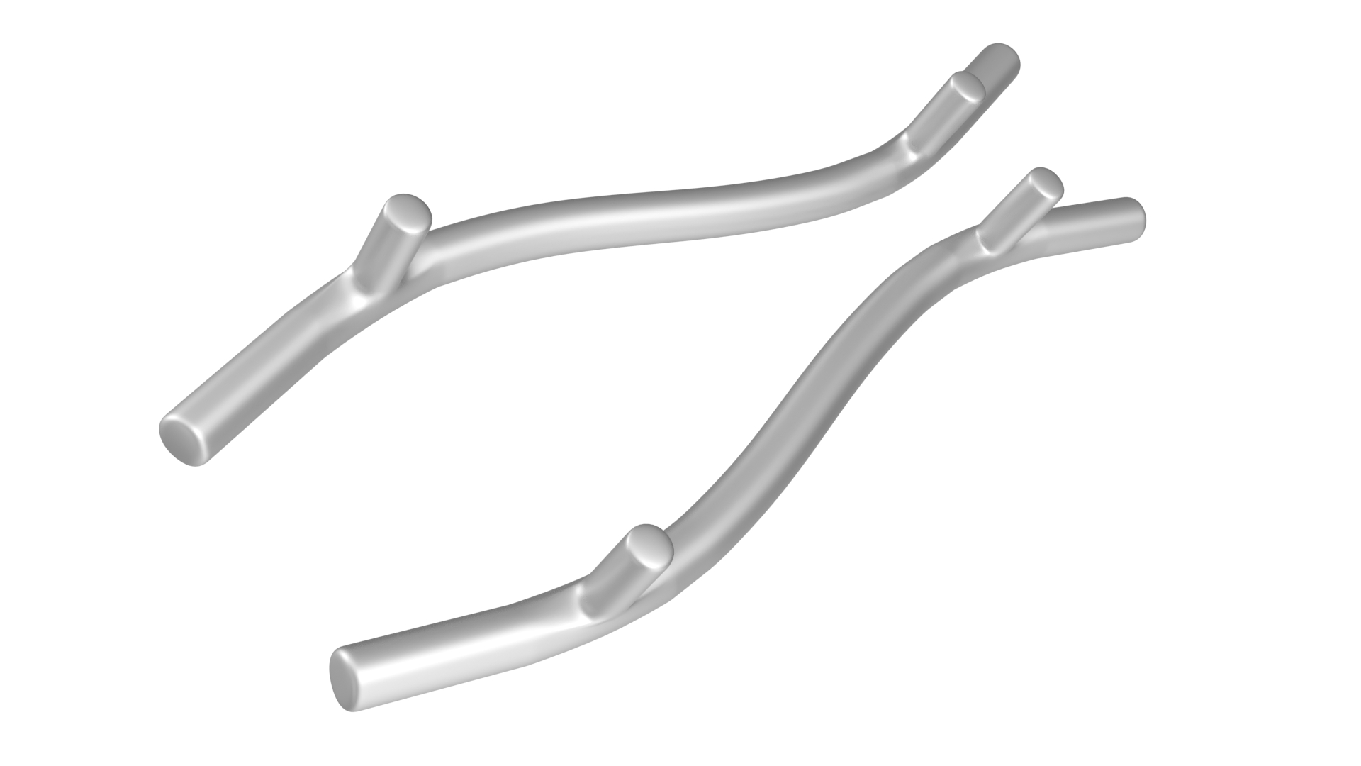 3D Door Handles Thin Wave Metal model