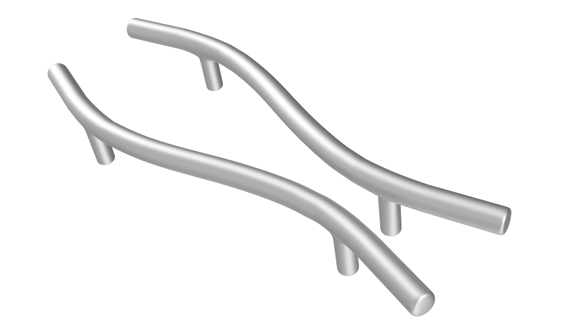 3D Door Handles Thin Wave Metal model