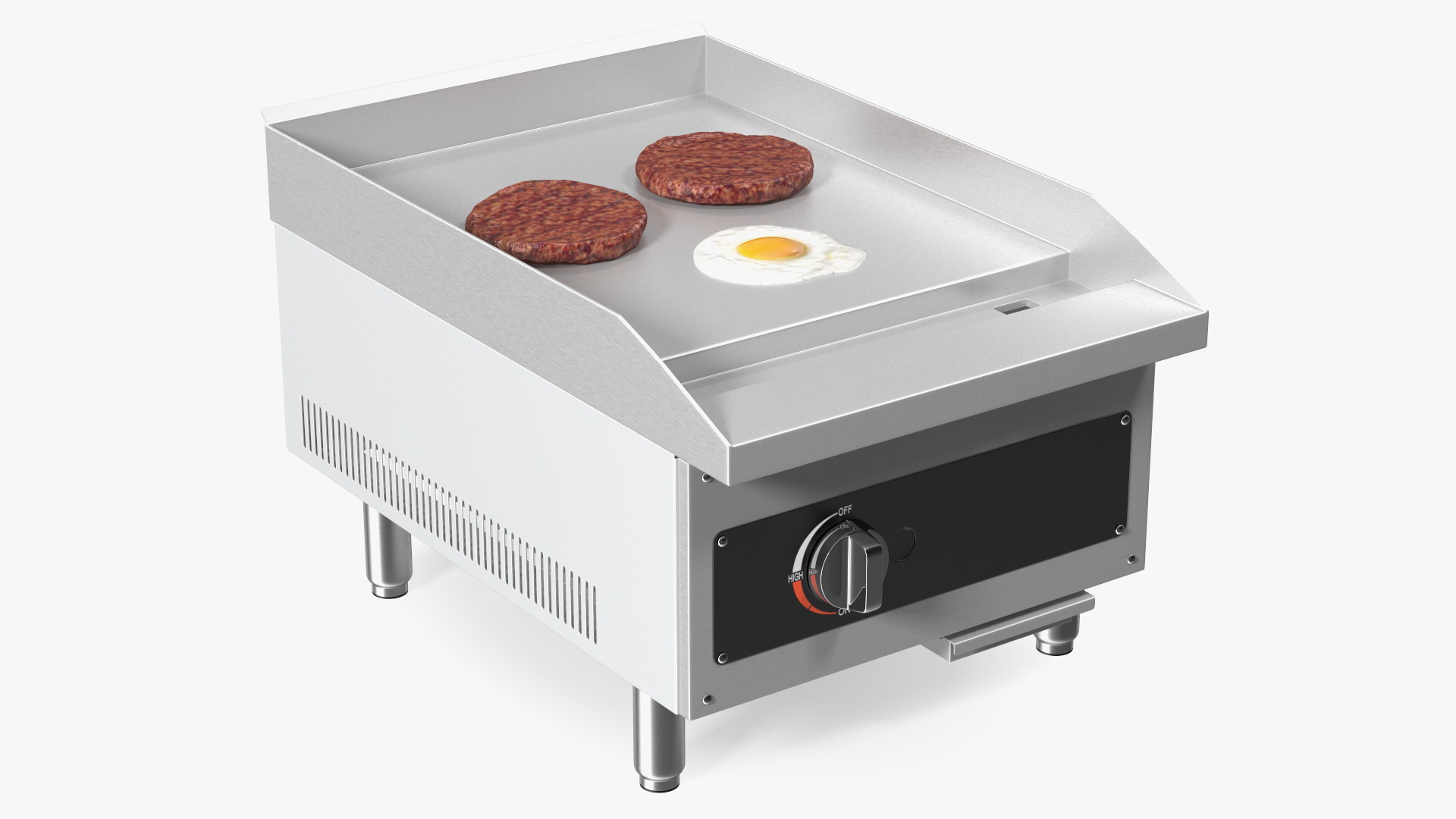 Small Flat Top Gas Countertop Griddle with Meal 3D