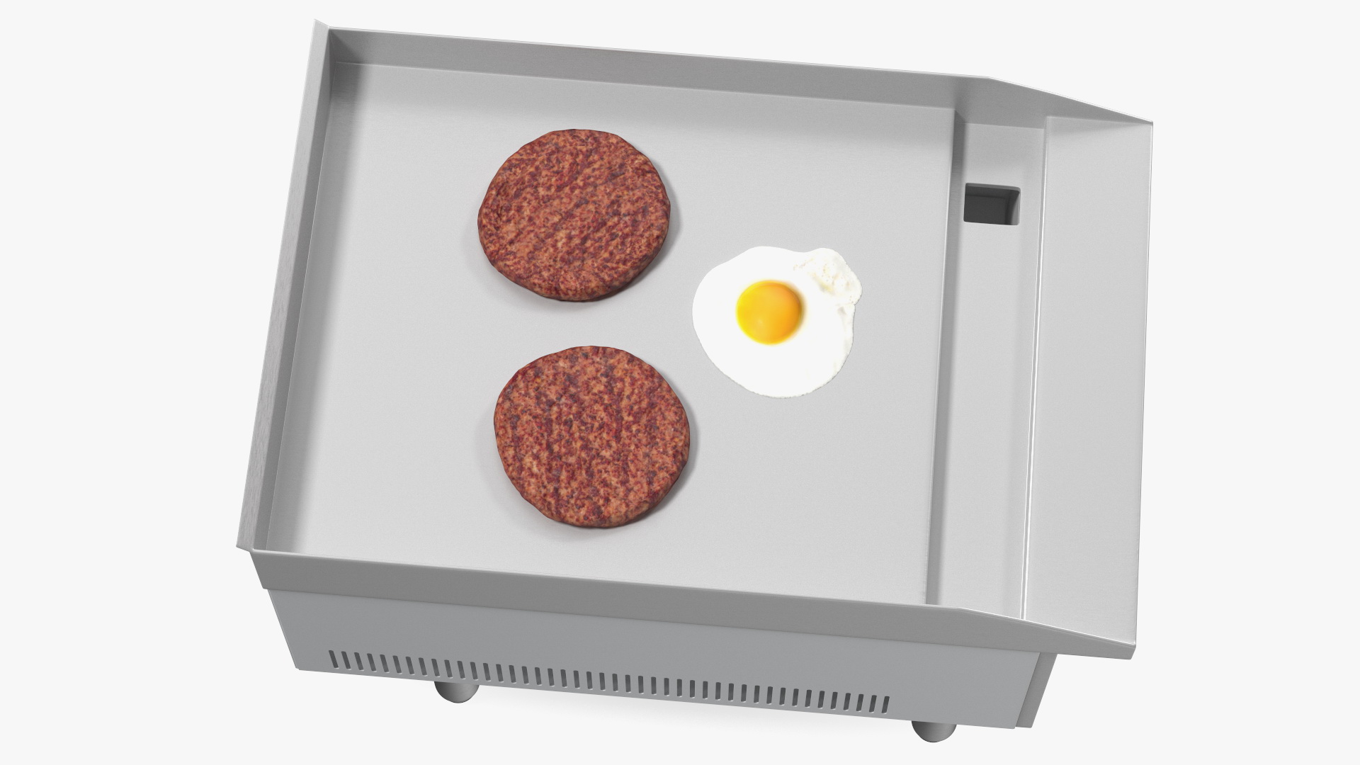 Small Flat Top Gas Countertop Griddle with Meal 3D