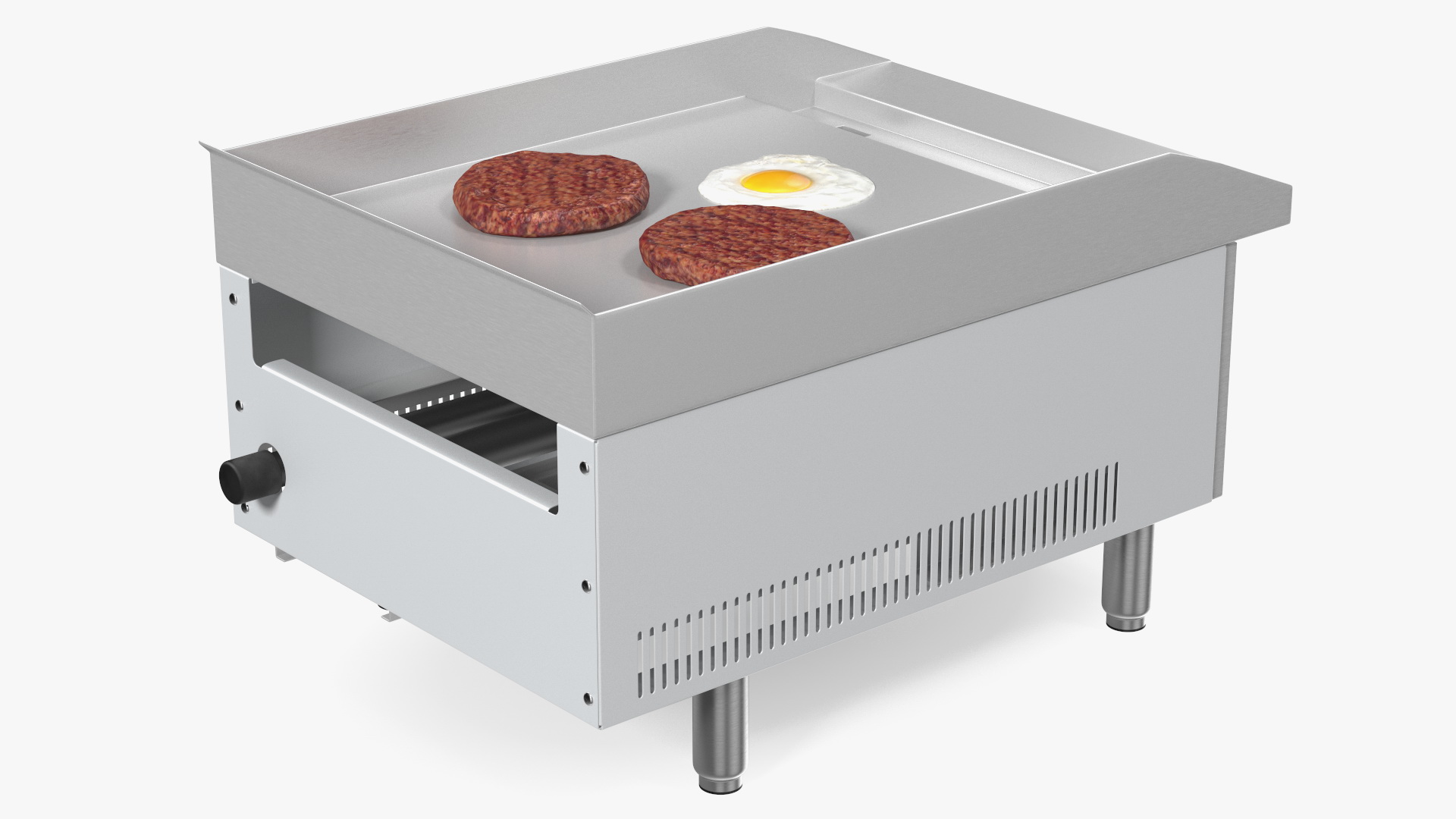 Small Flat Top Gas Countertop Griddle with Meal 3D