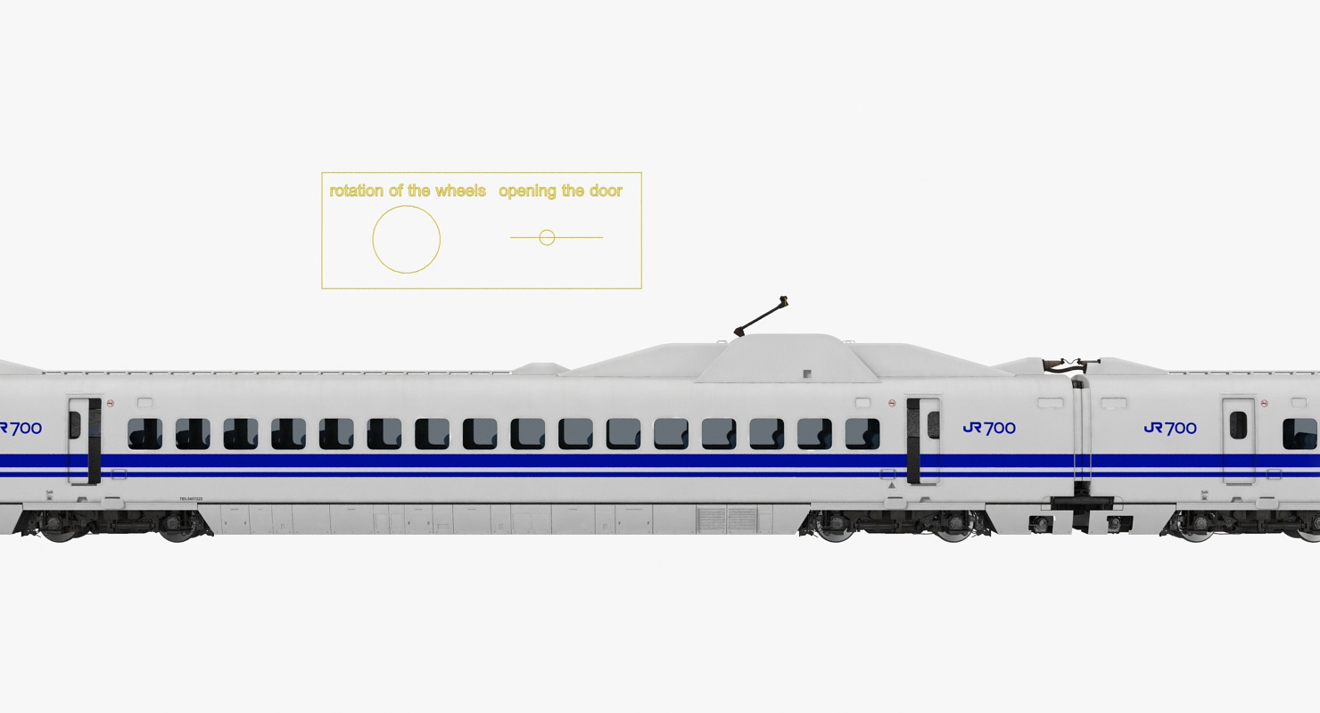 3D model Bullet Train JR700 Japan Railways Rigged