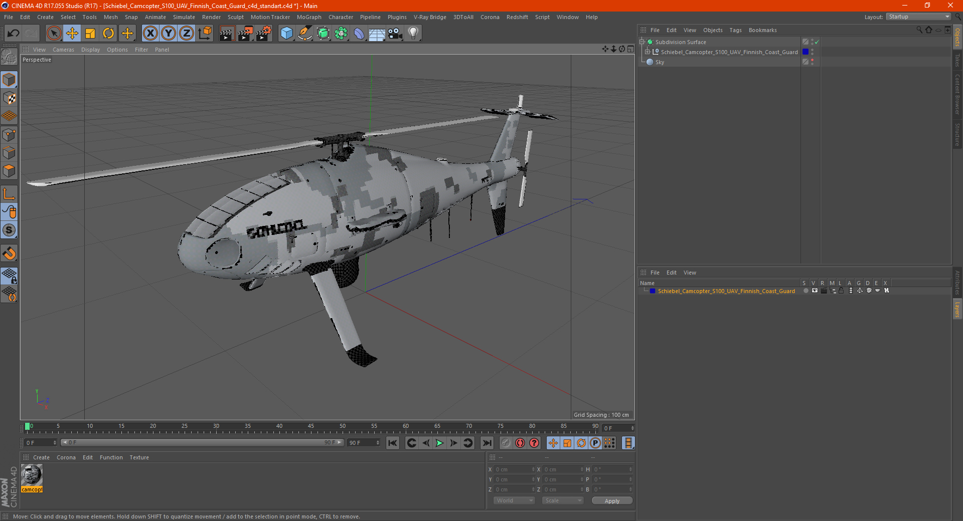 Schiebel Camcopter S100 UAV Finnish Coast Guard 3D