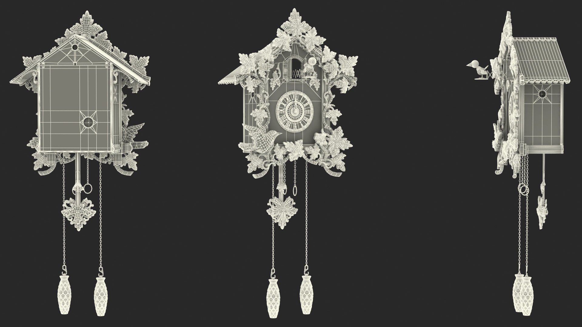 3D Wooden Cuckoo Clock Red model