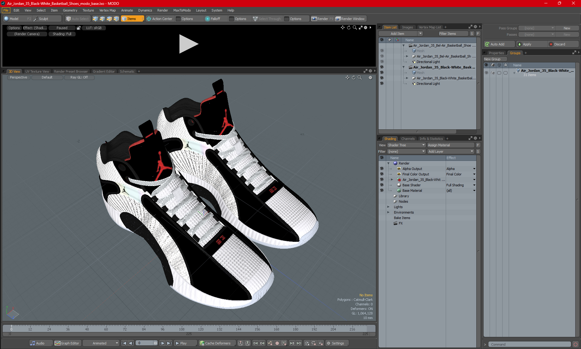 Air Jordan 35 Black-White Basketball Shoes 3D