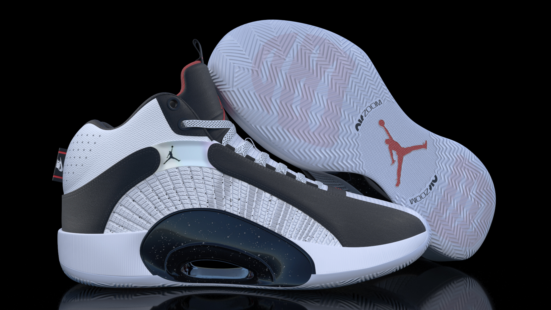 Air Jordan 35 Black-White Basketball Shoes 3D