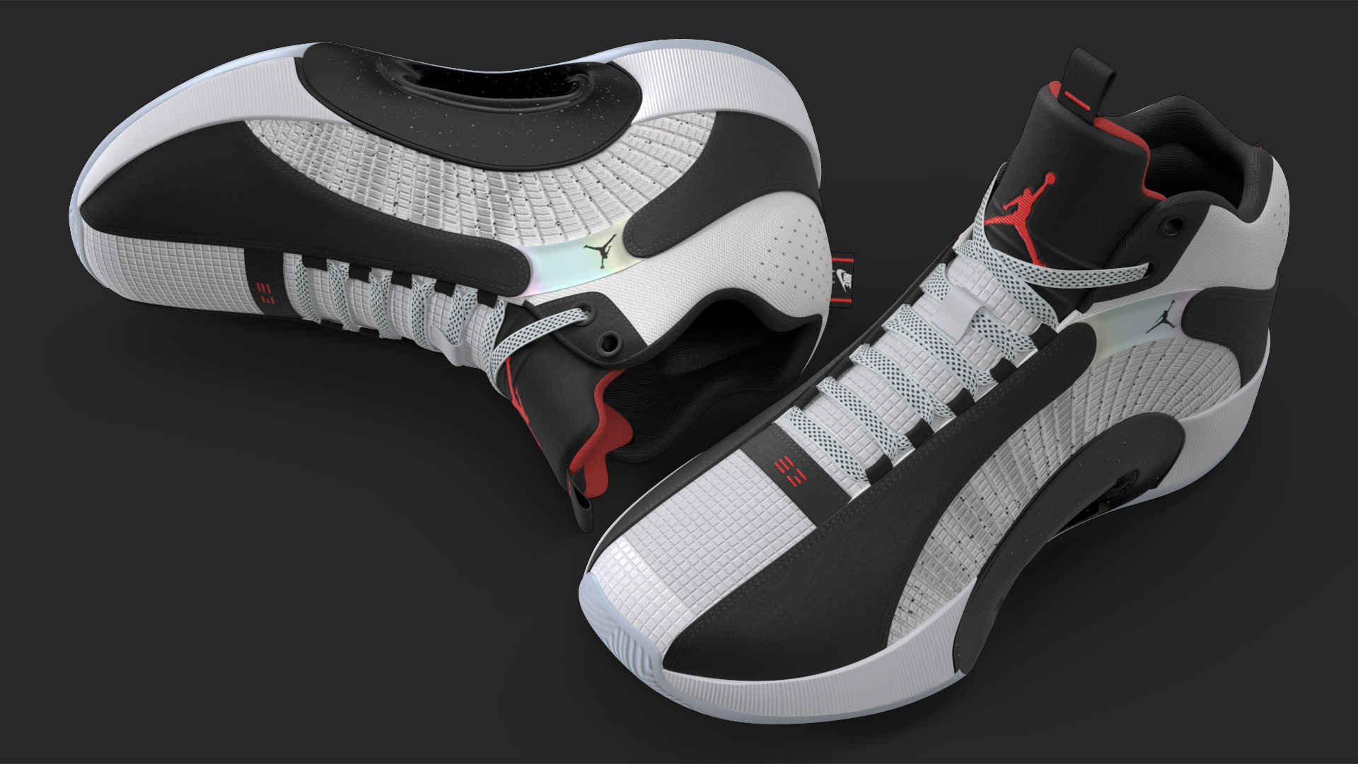 Air Jordan 35 Black-White Basketball Shoes 3D