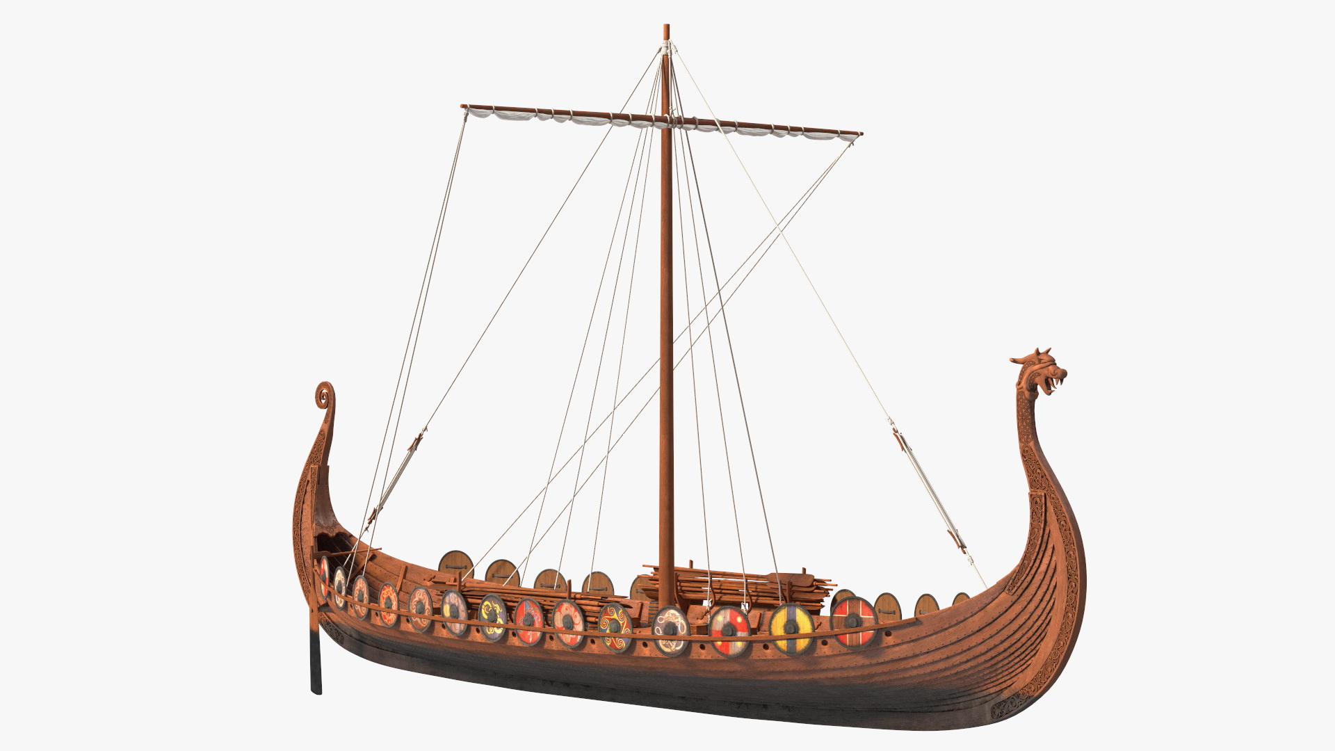 3D Viking Drakkar Folded