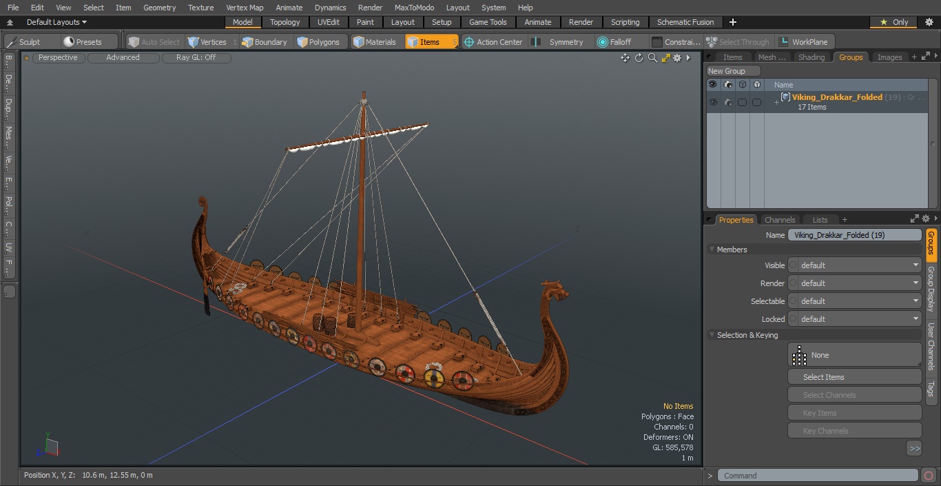 3D Viking Drakkar Folded