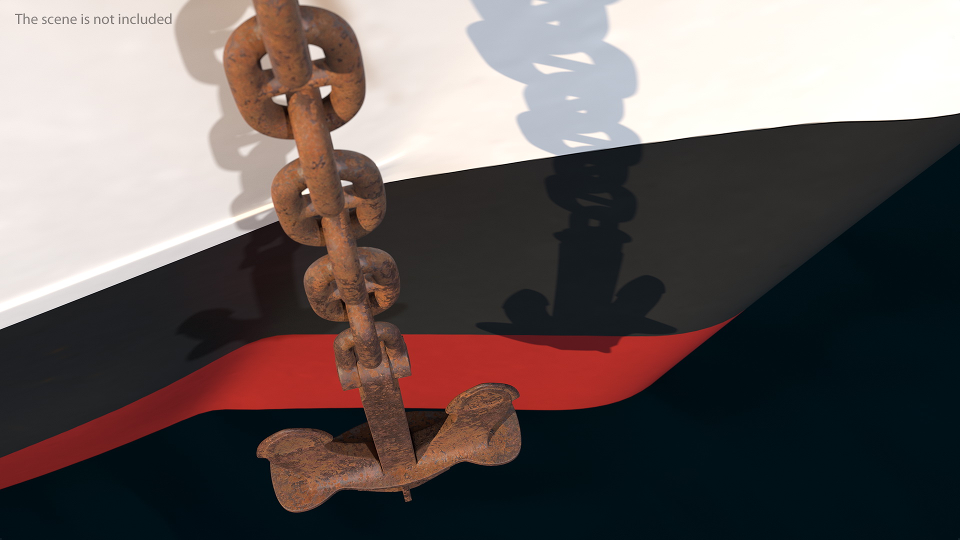 Old Rusty Anchor with Chain 3D