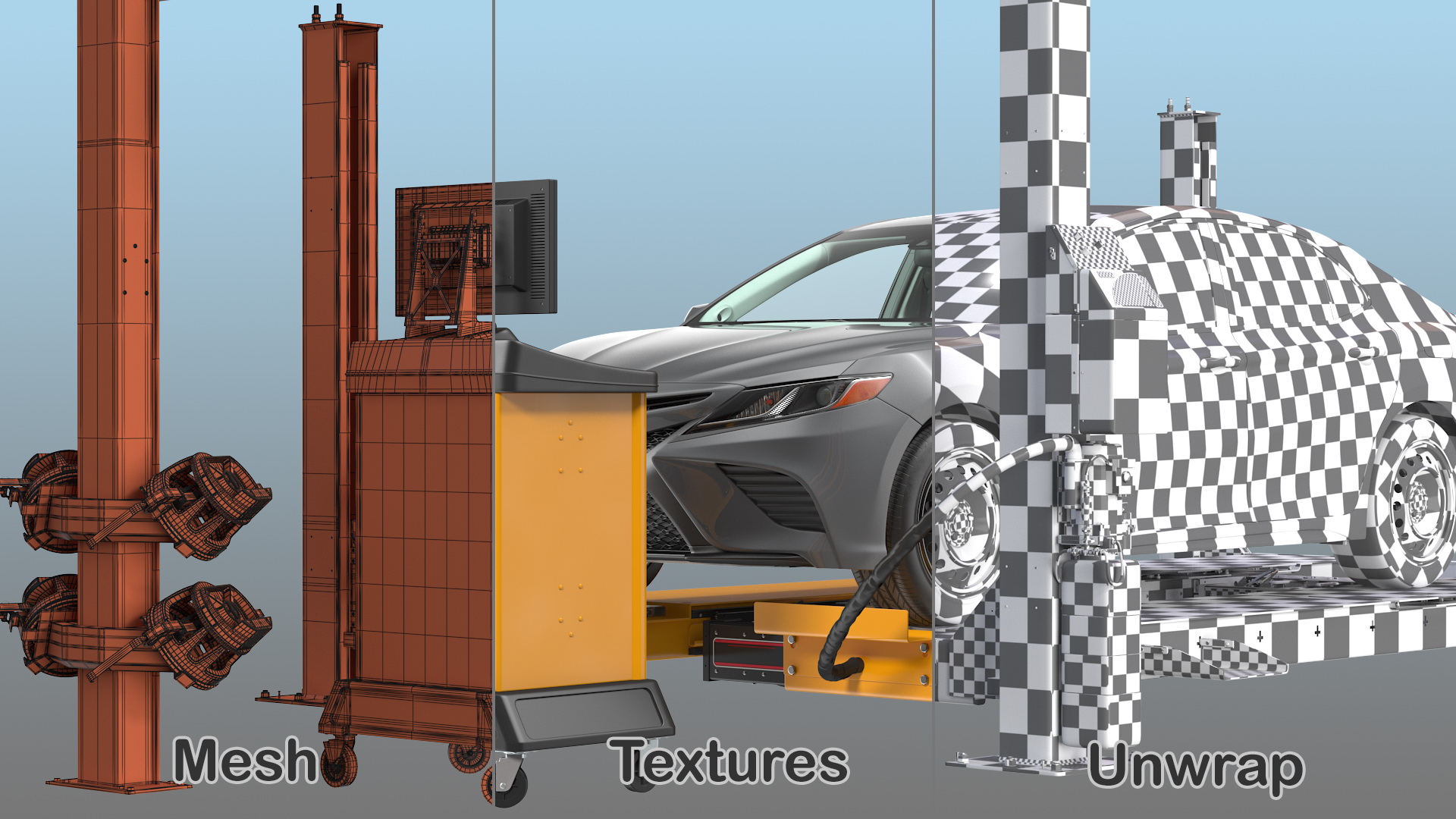 Wheel Alignment Equipment with Car 3D model