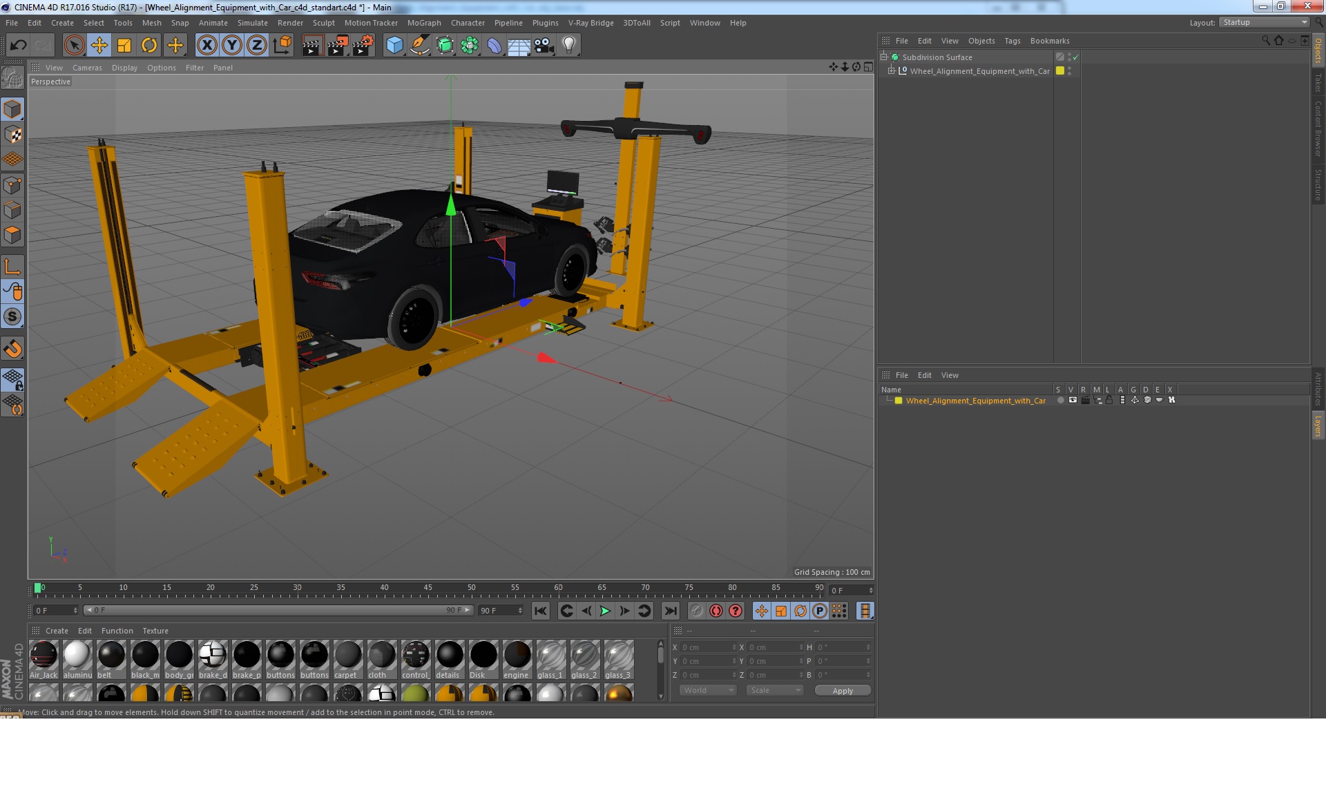 Wheel Alignment Equipment with Car 3D model