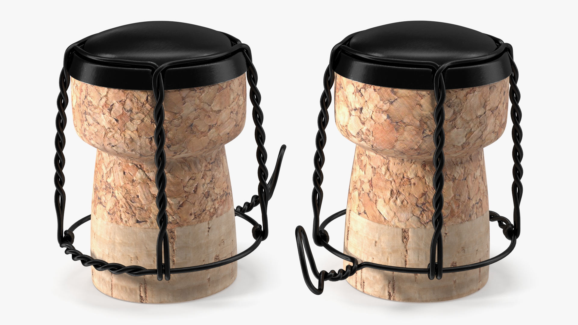 Champagne Bottle Cork with Wire Upright 3D model