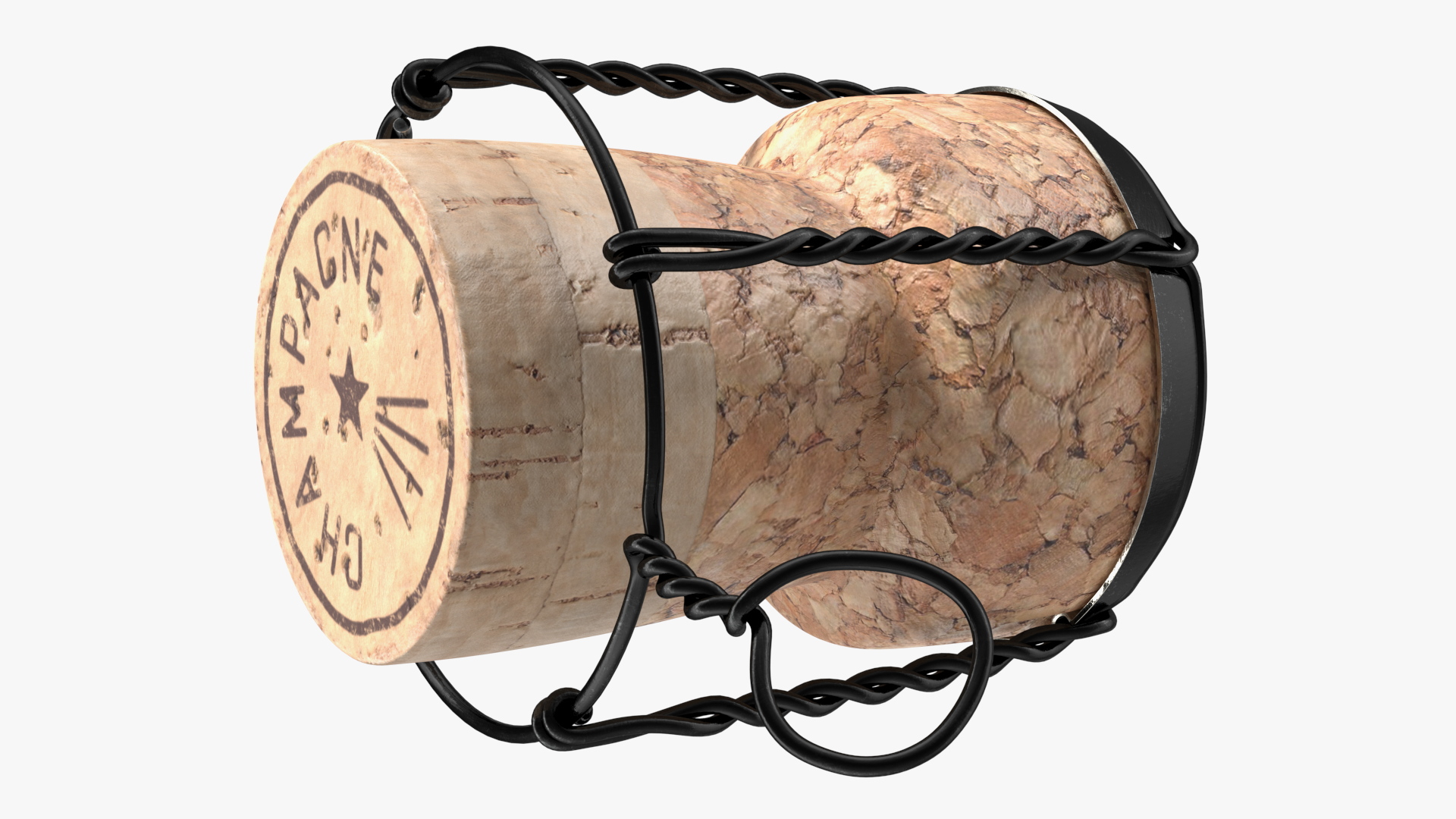 Champagne Bottle Cork with Wire Upright 3D model
