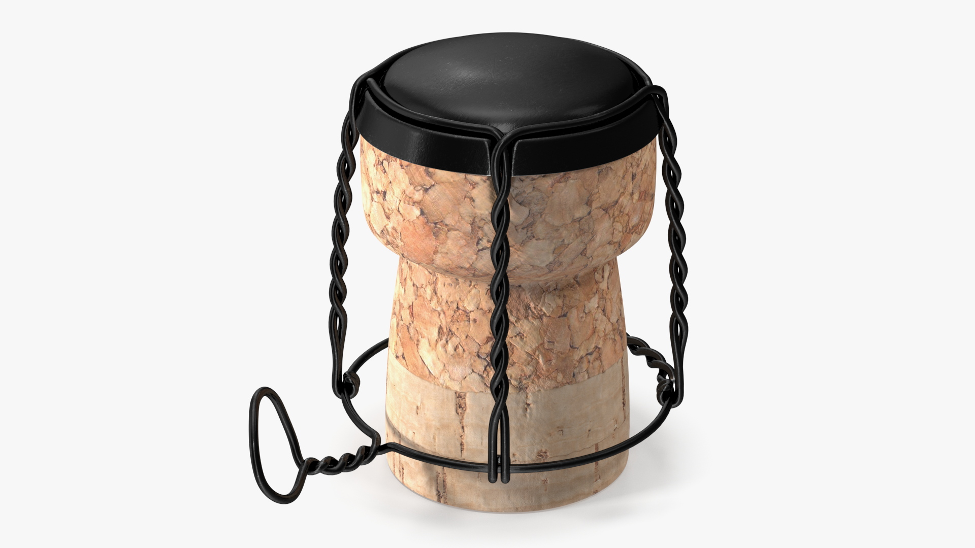 Champagne Bottle Cork with Wire Upright 3D model