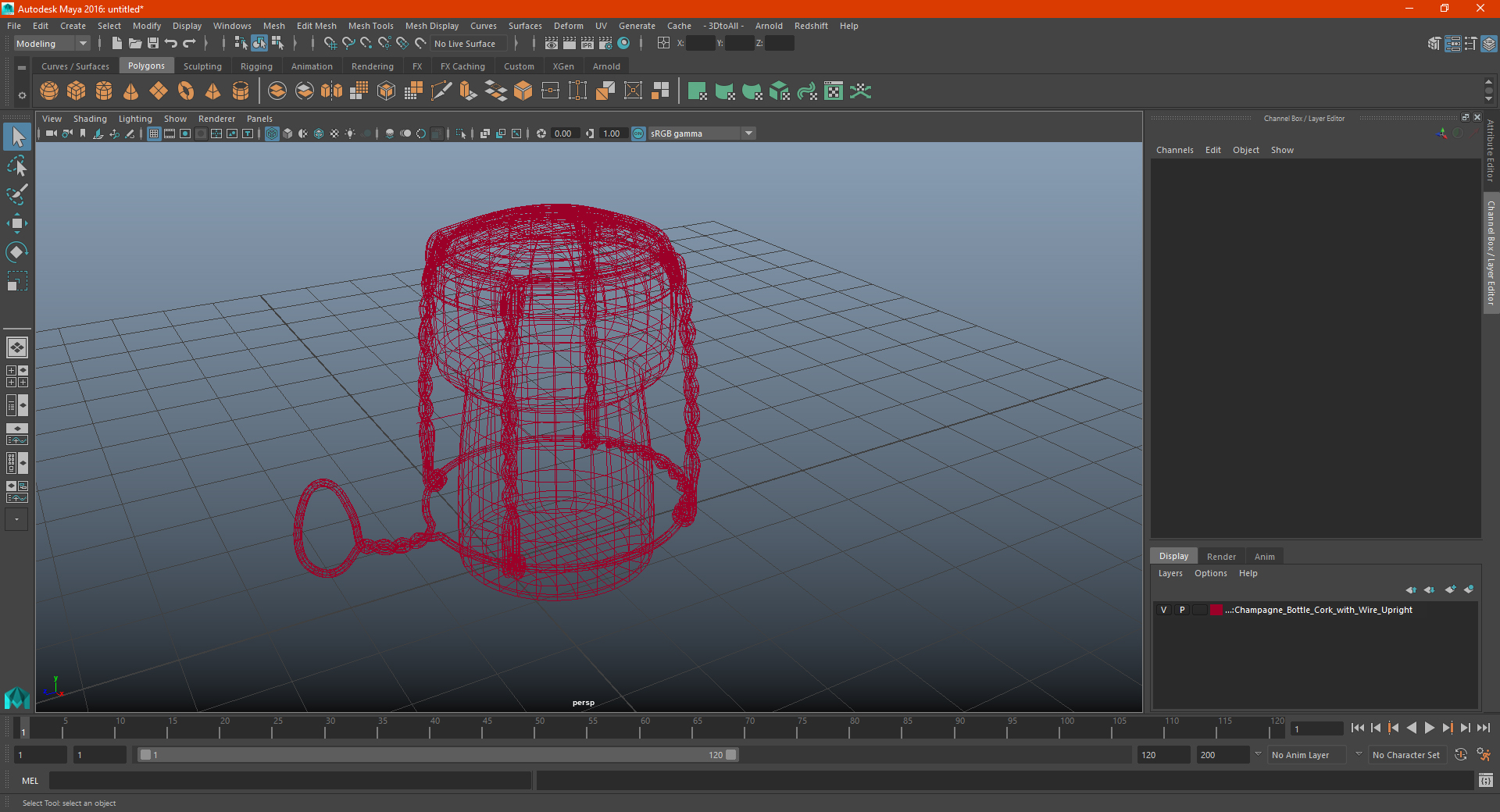 Champagne Bottle Cork with Wire Upright 3D model