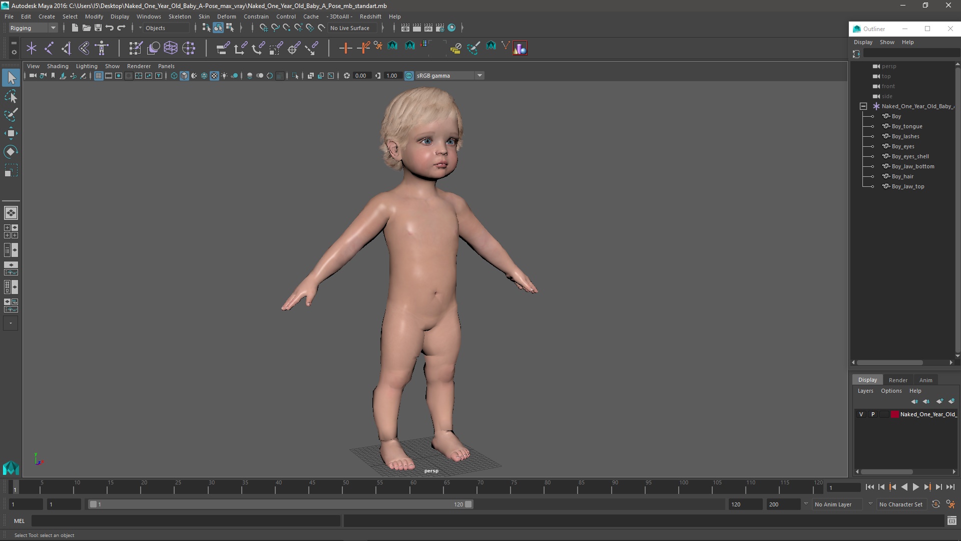One Year Old Baby A-Pose 3D model
