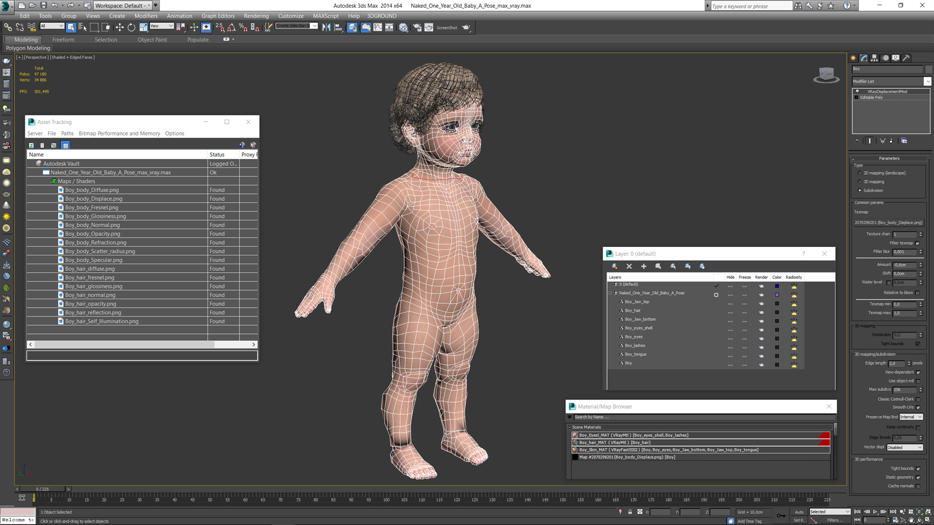 One Year Old Baby A-Pose 3D model