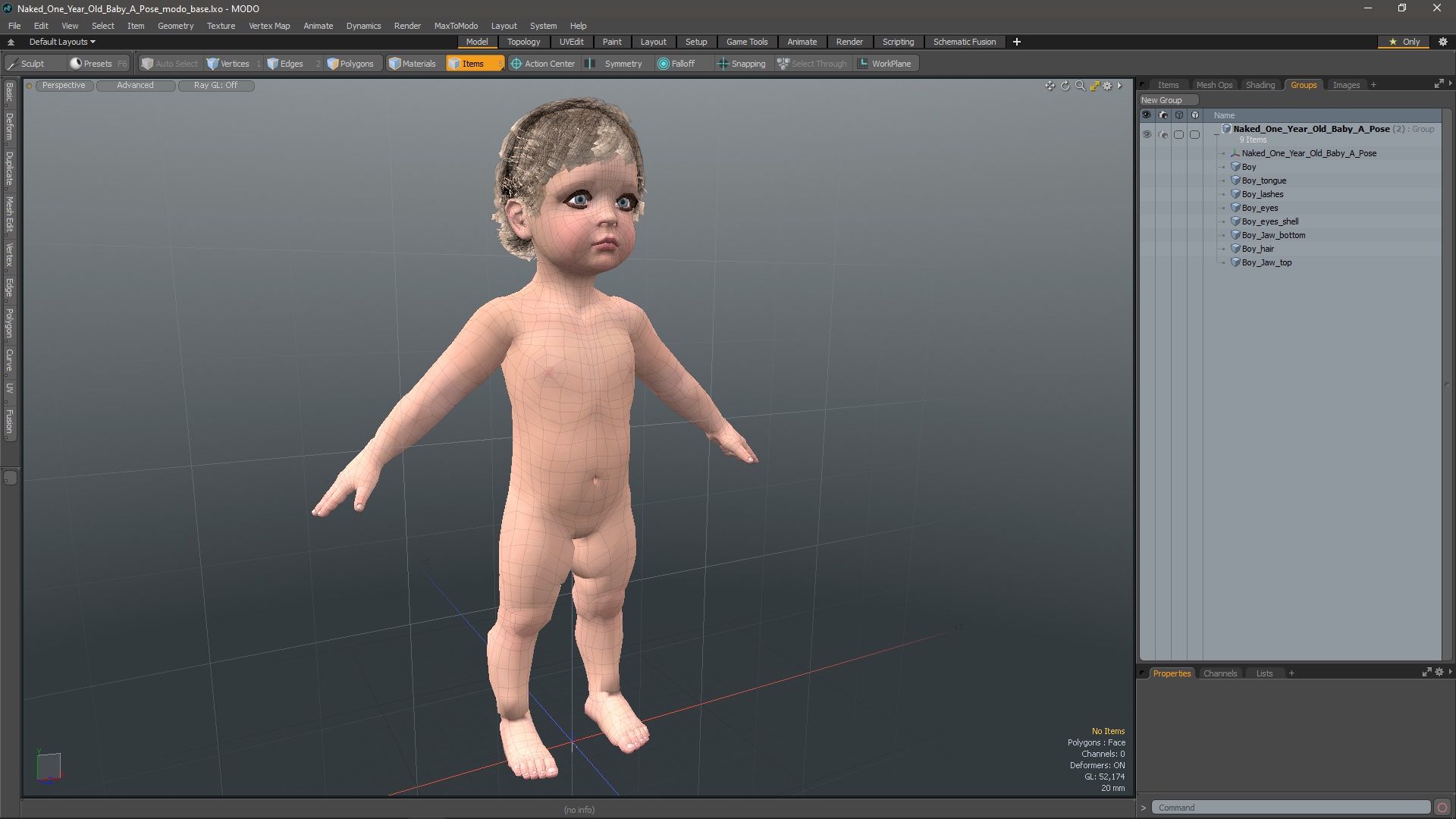 One Year Old Baby A-Pose 3D model