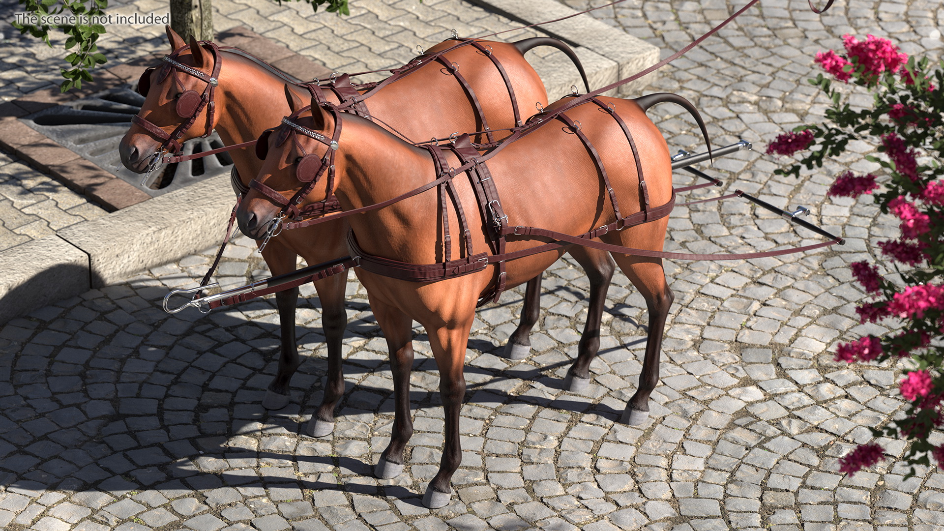 3D Pair of Breast Collar Harness Rigged