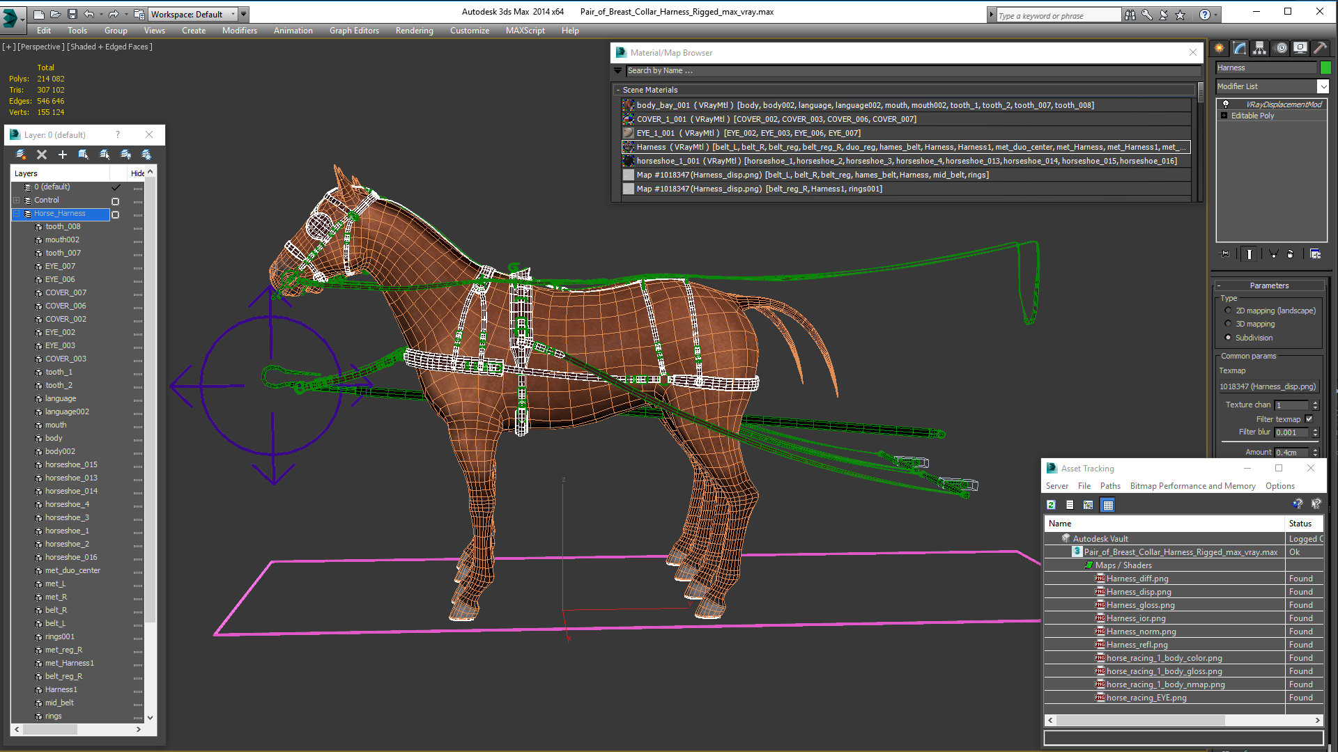3D Pair of Breast Collar Harness Rigged