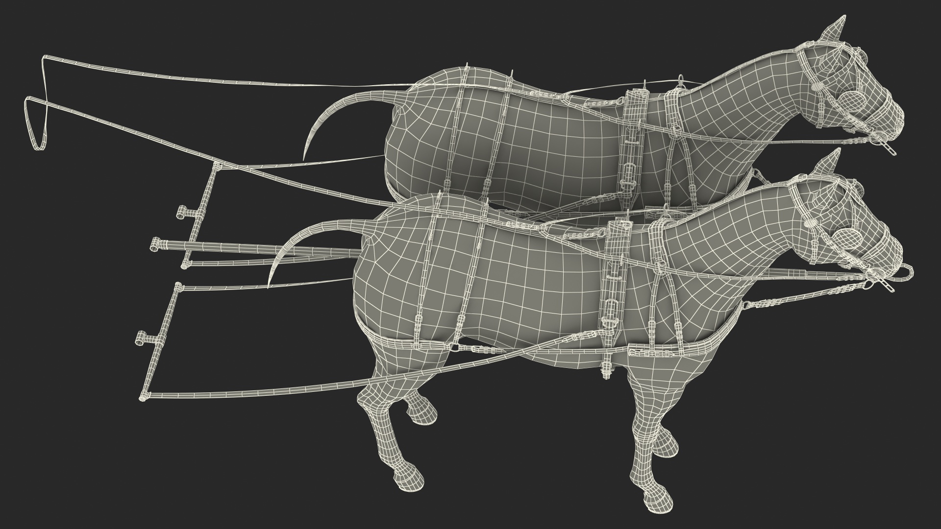 3D Pair of Breast Collar Harness Rigged