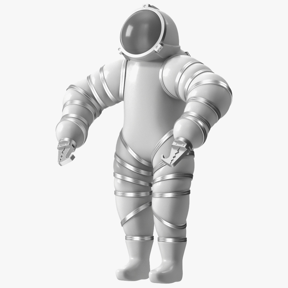 3D model Atmospheric Diving Suit White Rigged for Maya
