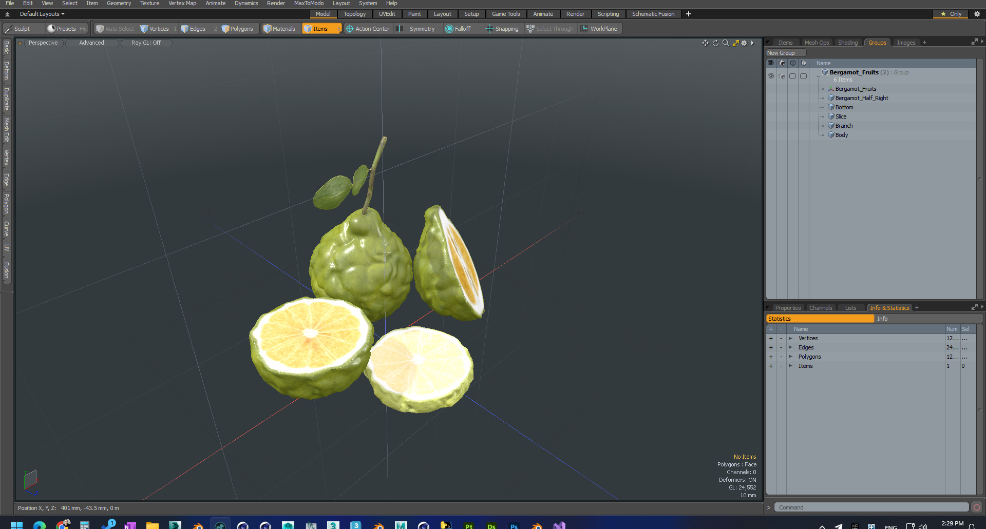 3D model Bergamot Fruits