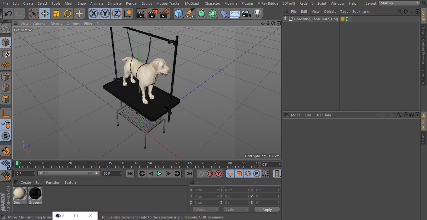 3D Grooming Table with Dog model