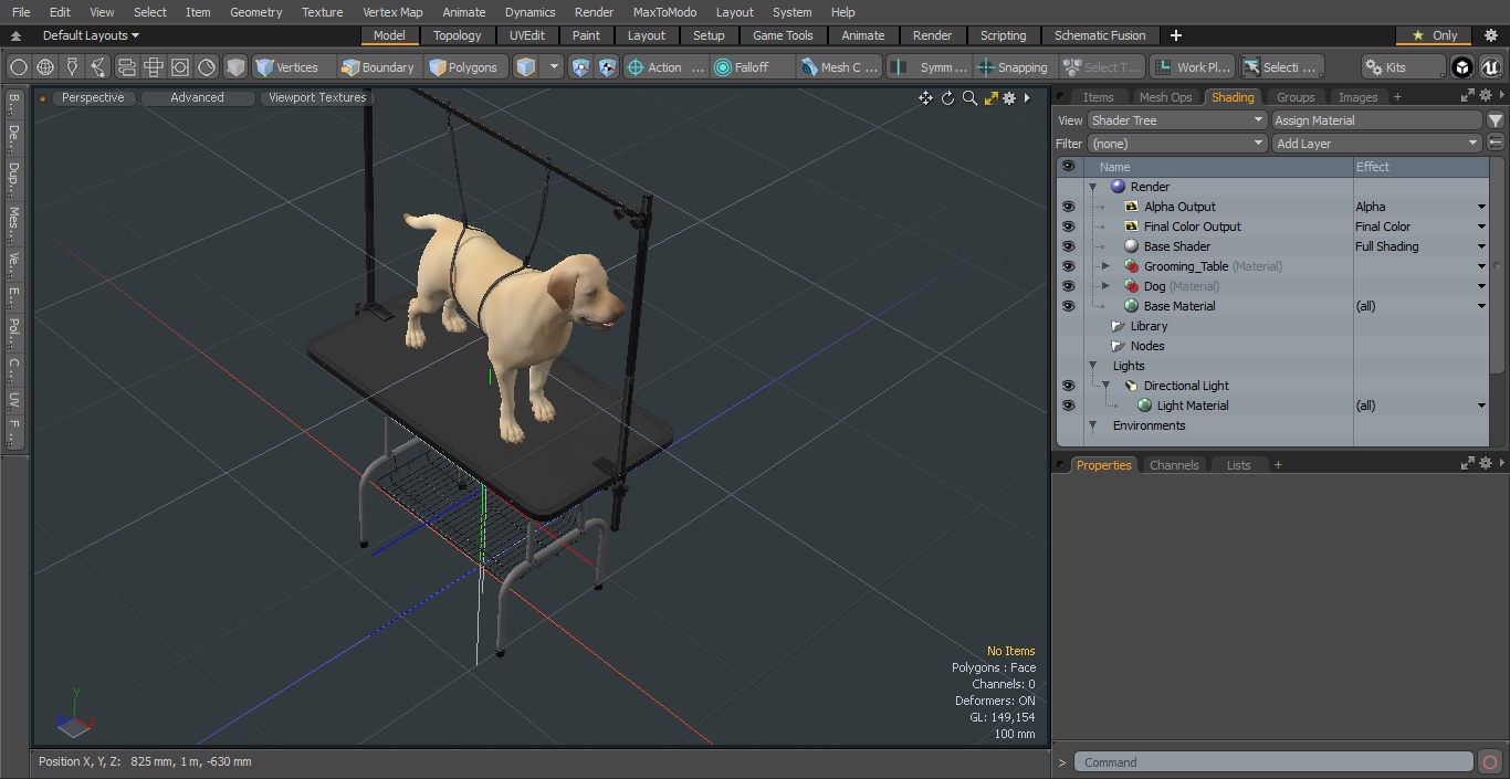 3D Grooming Table with Dog model