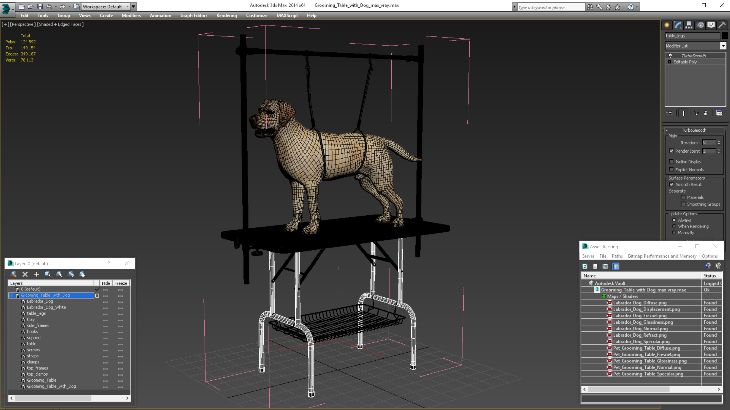 3D Grooming Table with Dog model