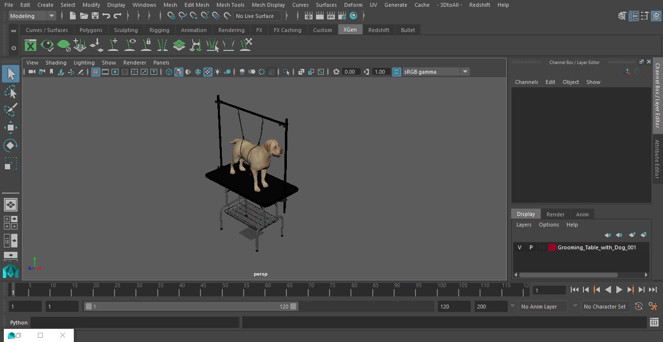 3D Grooming Table with Dog model