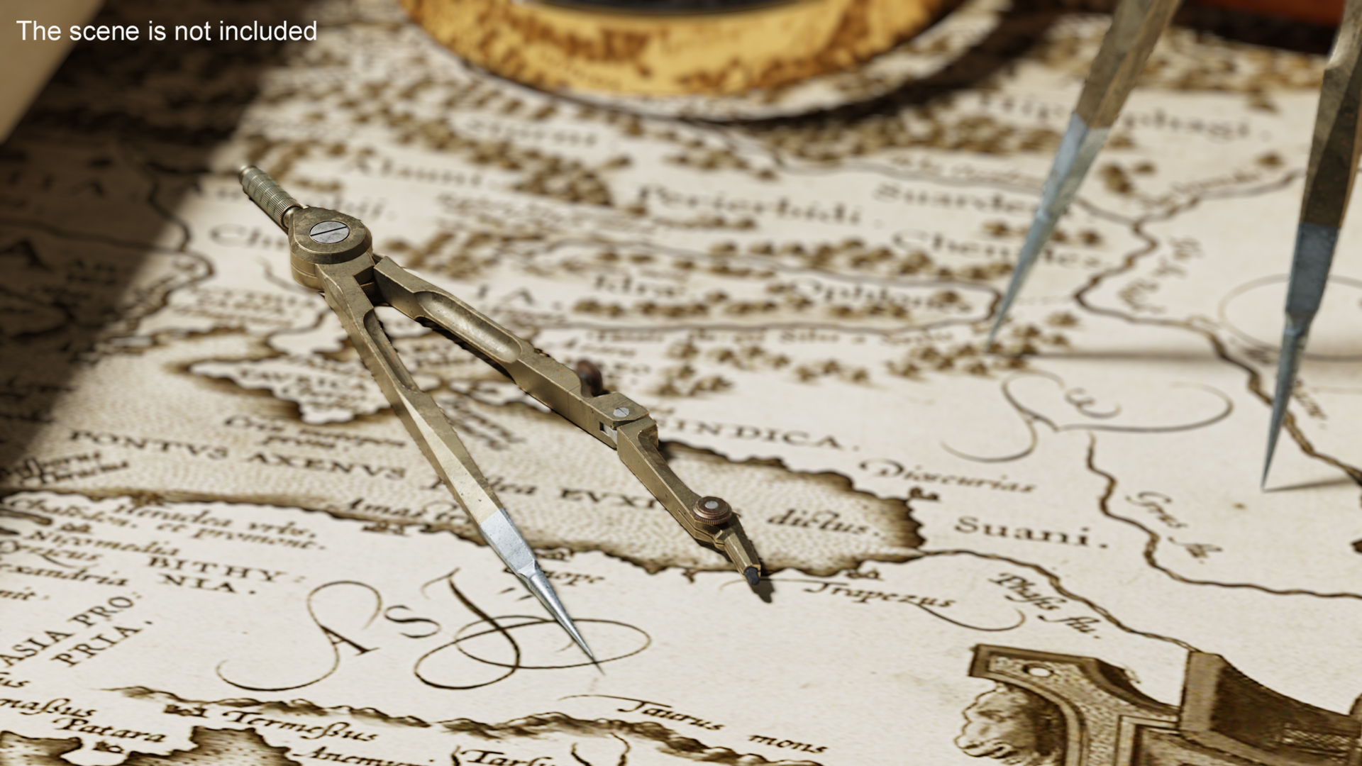 3D Antique Drawing Compass model