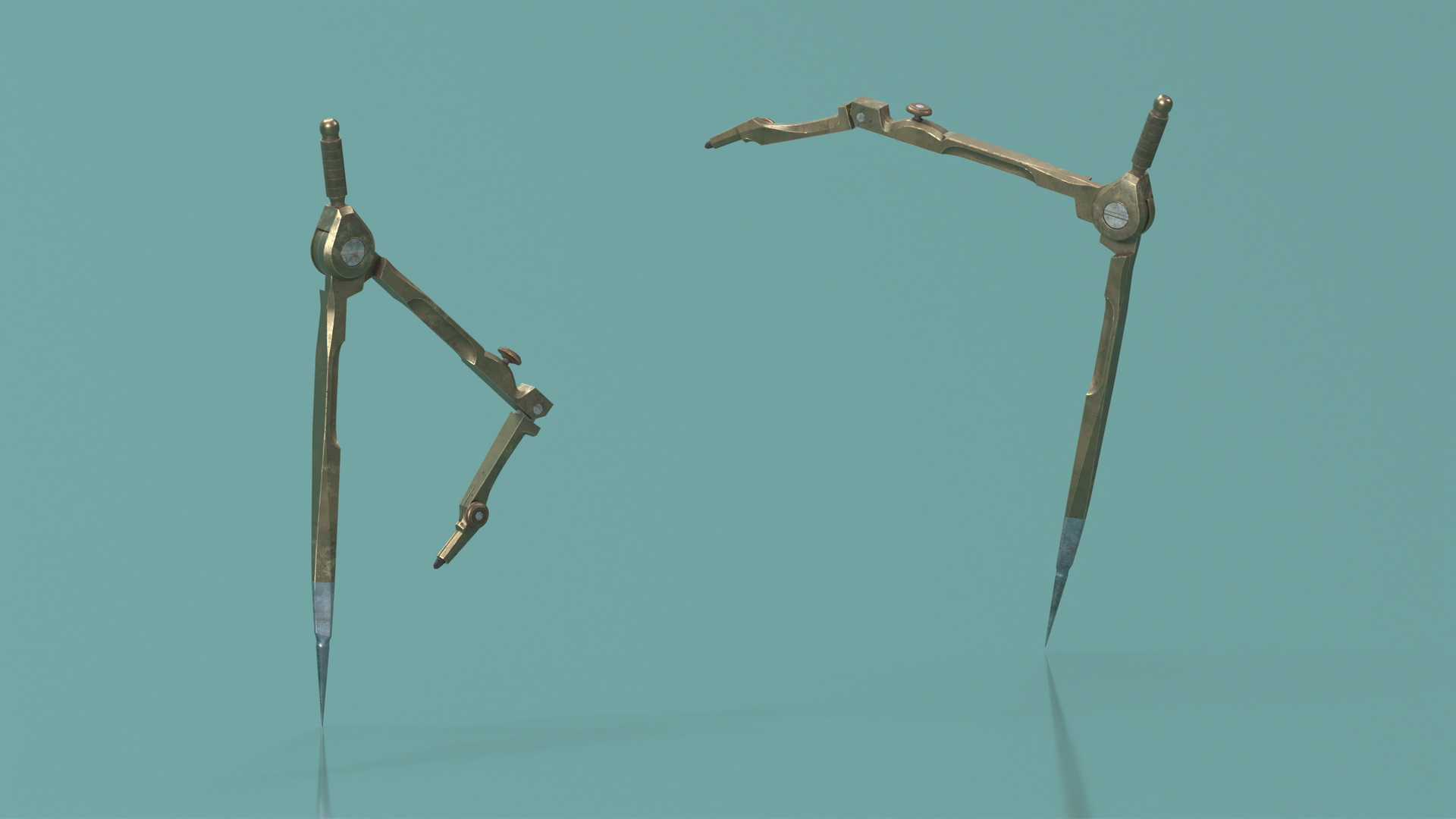 3D Antique Drawing Compass model