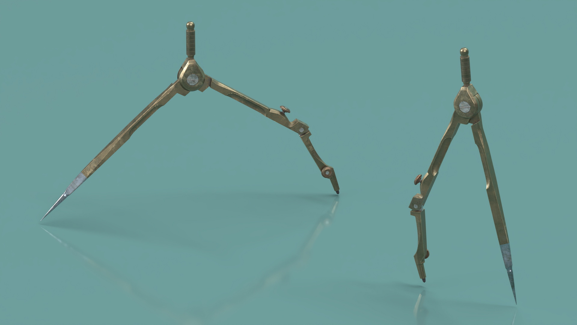 3D Antique Drawing Compass model