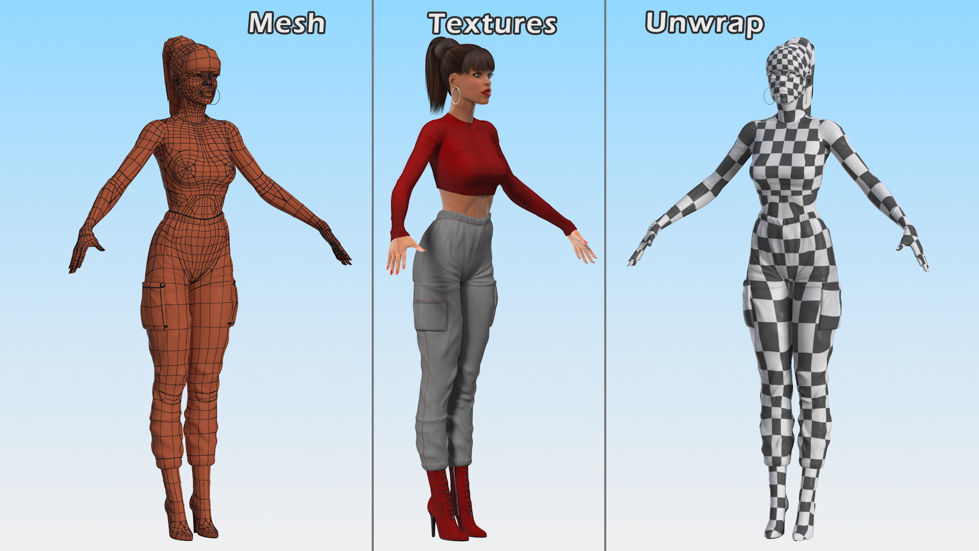 3D Light Skin City Style Woman Rigged for Maya model