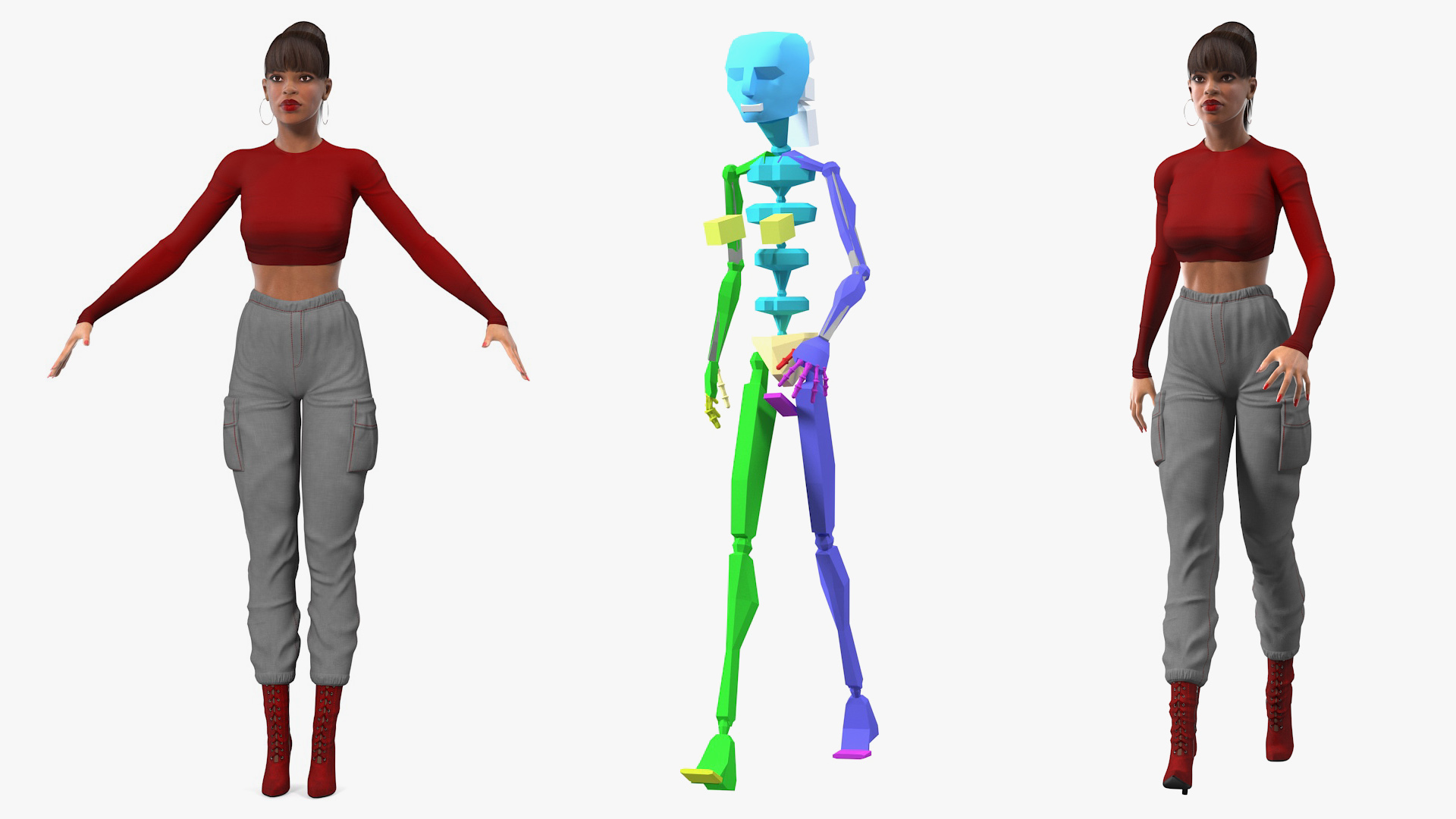 3D Light Skin City Style Woman Rigged for Maya model