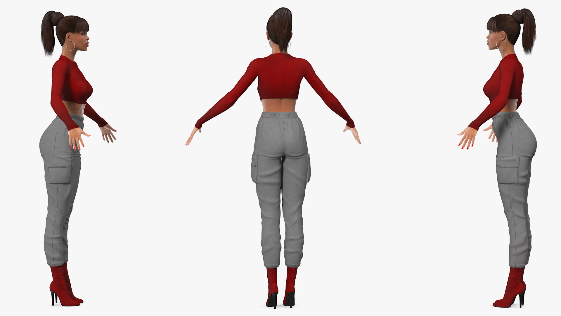 3D Light Skin City Style Woman Rigged for Maya model