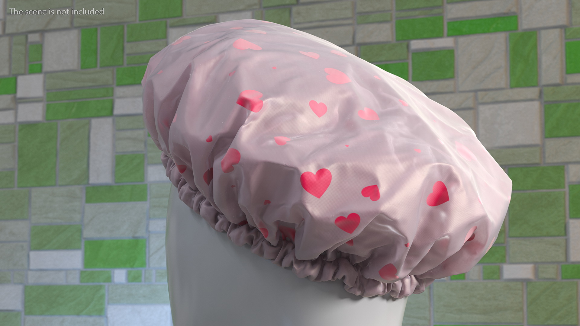 Satin Lined Shower Cap Pink Transparent 3D model